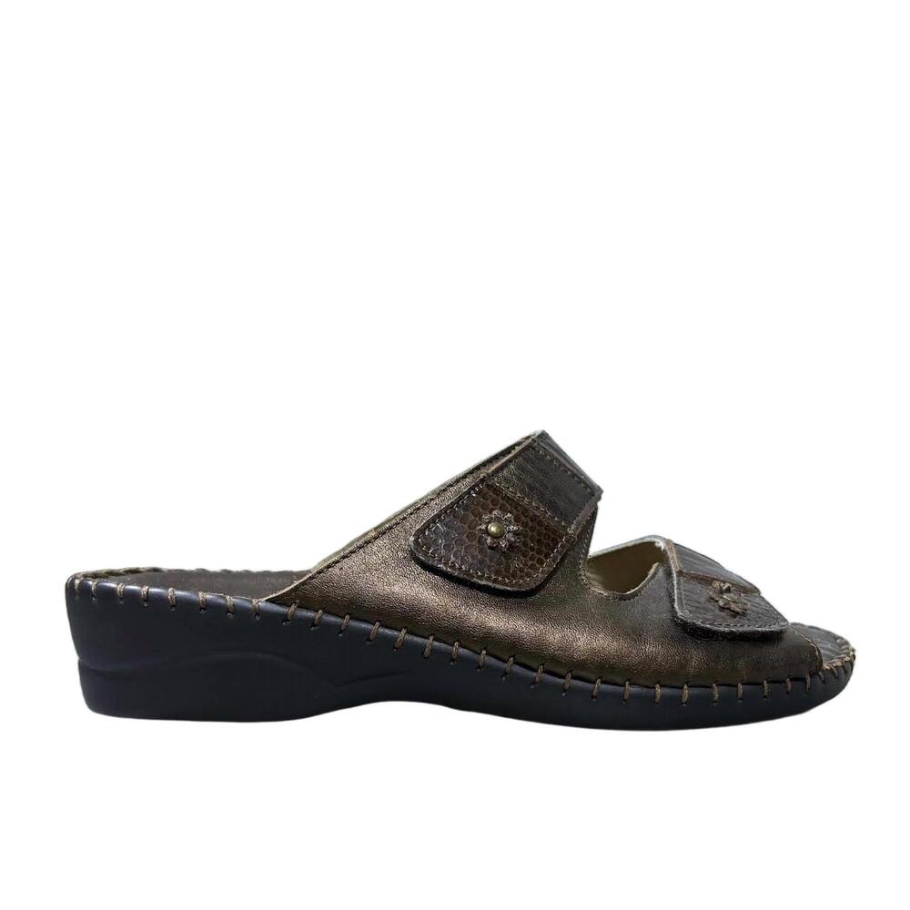 NEW LAPLUME womne's jessica sandals in dark brown combo
